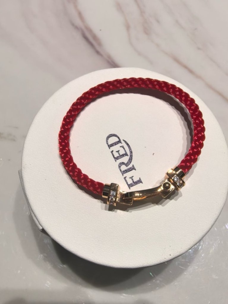 Fred Red Braided Cord Bracelet With Gold And Crystal Clasp 360$
